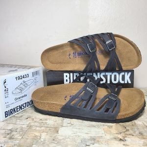NIB Birk Granada Soft Footbed Black Oiled Leather sz 42 Med/Nar
